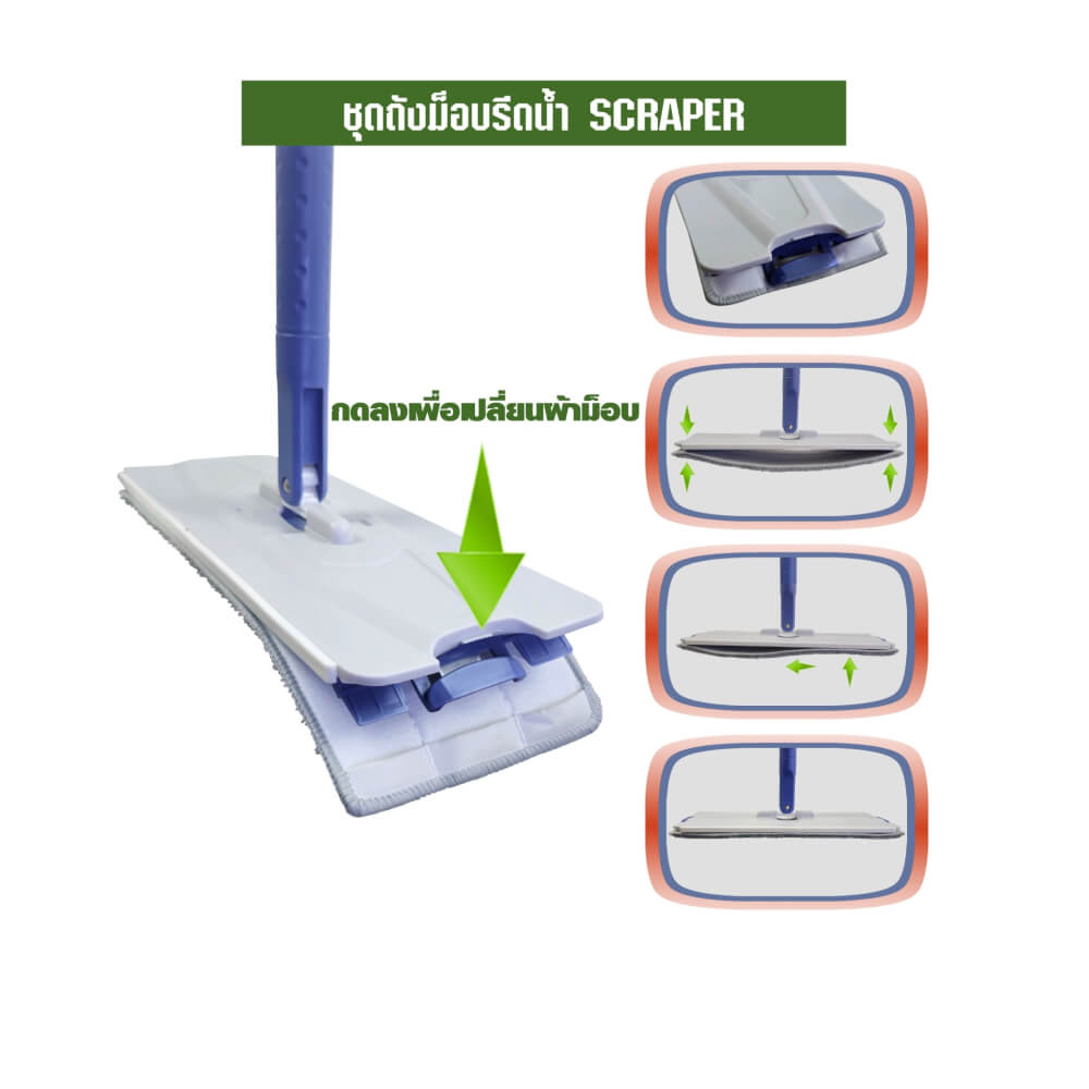 ชุดถังปั่นม็อบ SJEASYMOP รุ่น SCRAPER สีเทา_6